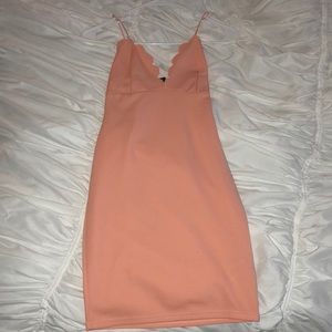 Boohoo plunge scallop bodycon dress